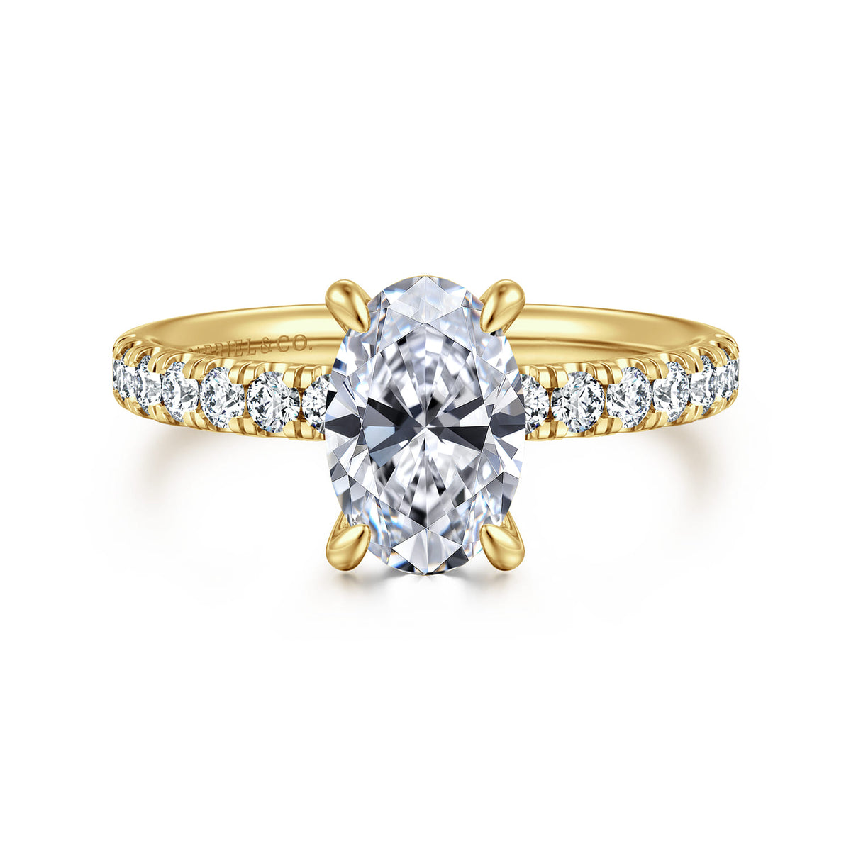 14K Yellow Gold Oval Diamond Engagement Ring — ER16572O6Y44JJ; center stone shown for illustration, not included