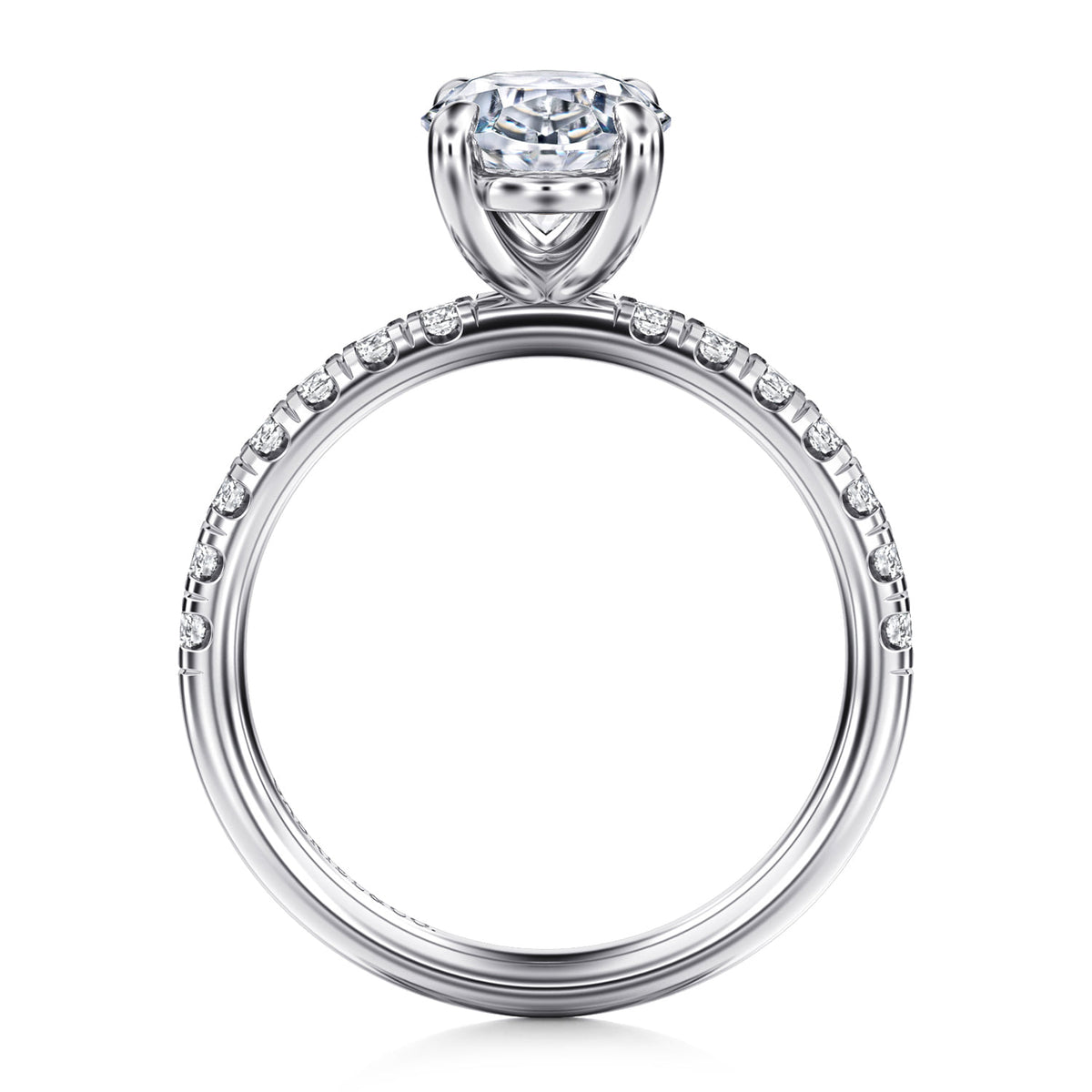 14K White Gold Oval Diamond Engagement Ring — Gabriel & Co. ER16572O8W44JJ; center stone shown for illustration, not included