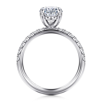 14K White Gold Oval Diamond Engagement Ring — Gabriel & Co. ER16572O8W44JJ; center stone shown for illustration, not included