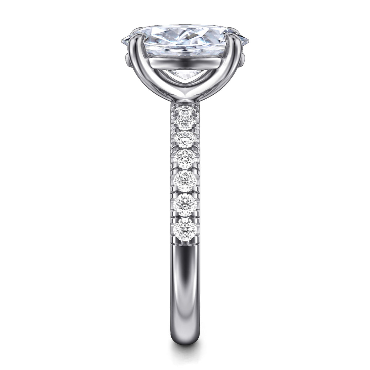 14K White Gold Oval Diamond Engagement Ring — Gabriel & Co. ER16572O8W44JJ; center stone shown for illustration, not included