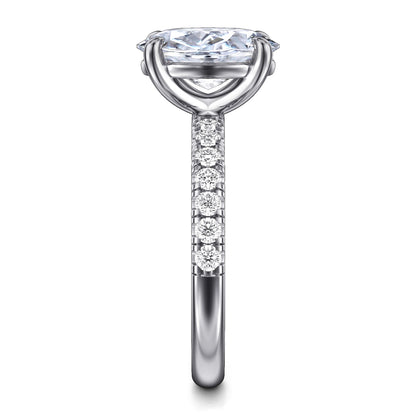 14K White Gold Oval Diamond Engagement Ring — Gabriel & Co. ER16572O8W44JJ; center stone shown for illustration, not included