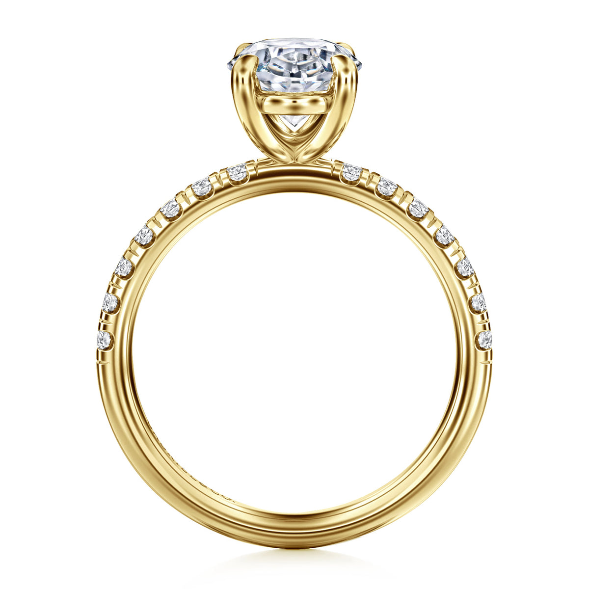 14K Yellow Gold Oval Diamond Engagement Ring — Gabriel & Co. ER16572O8Y44JJ; center stone shown for illustration, not included