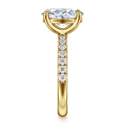 14K Yellow Gold Oval Diamond Engagement Ring — Gabriel & Co. ER16572O8Y44JJ; center stone shown for illustration, not included