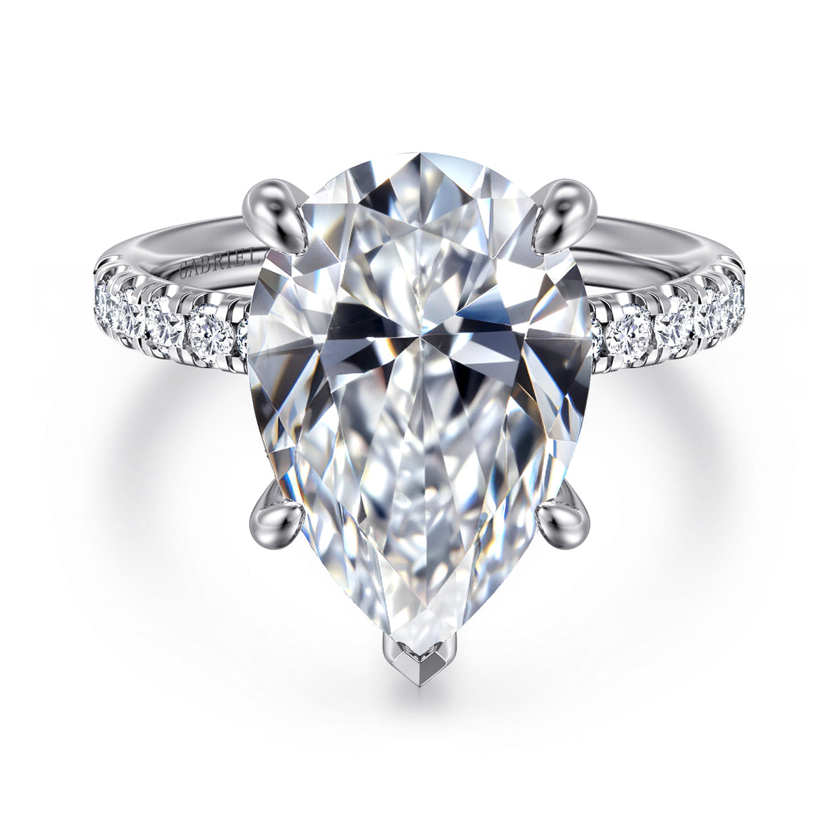 14K White Gold Pear Shape Diamond Engagement Ring — ER16572P20W44JJ; center stone shown for illustration, not included
