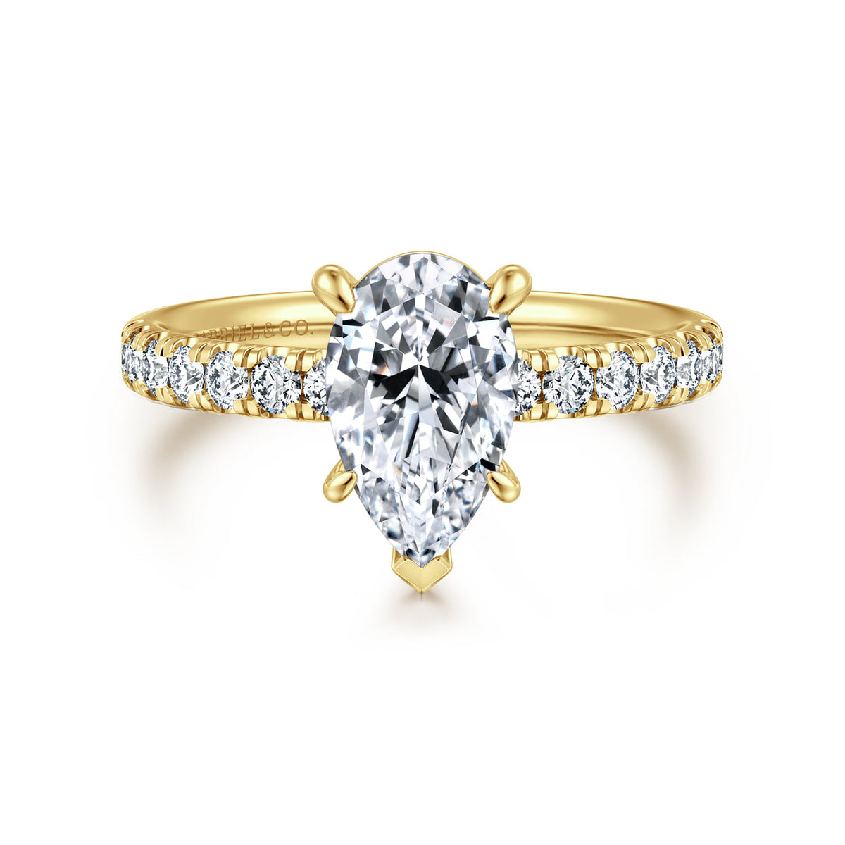 14K Yellow Gold Pear Shape Diamond Engagement Ring — ER16572P6Y44JJ; center stone shown for illustration, not included