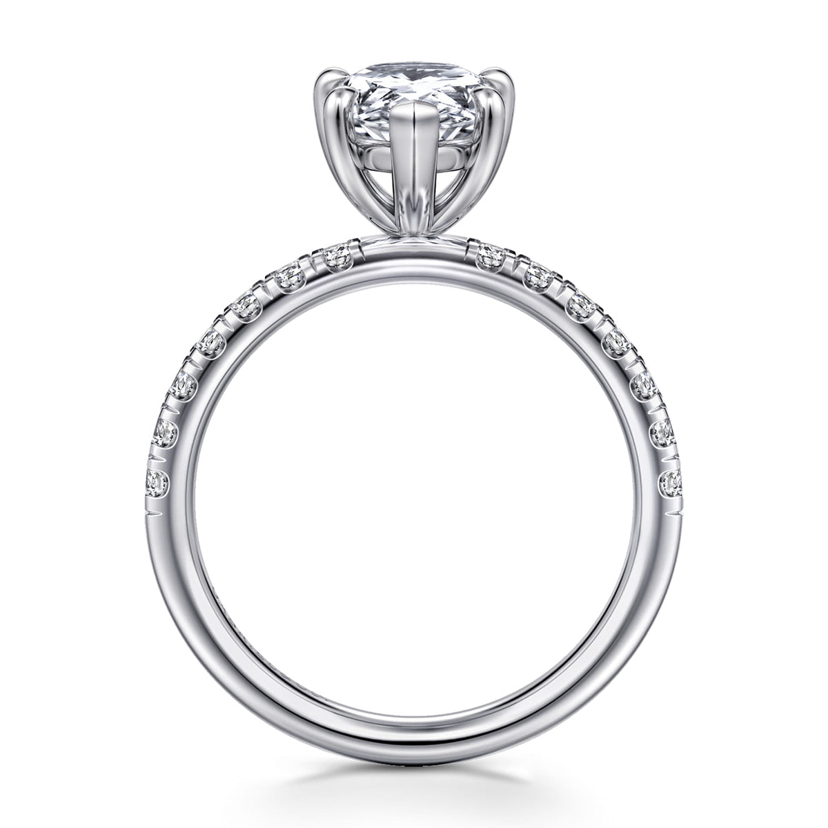 14K White Gold Pear Shape Diamond Engagement Ring — Gabriel & Co. ER16572P8W44JJ; center stone shown for illustration, not included