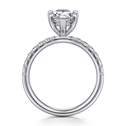 14K White Gold Pear Shape Diamond Engagement Ring — Gabriel & Co. ER16572P8W44JJ; center stone shown for illustration, not included