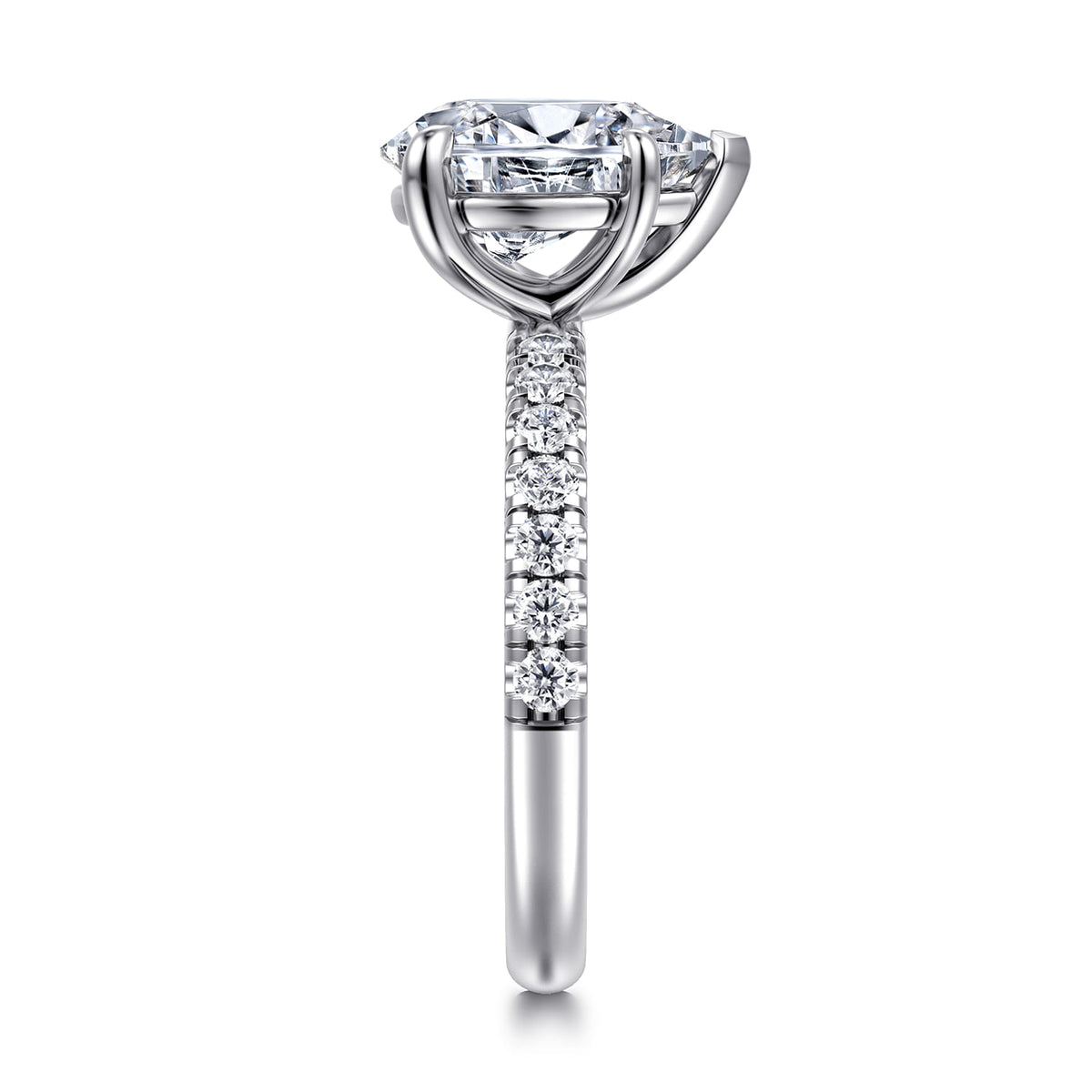 14K White Gold Pear Shape Diamond Engagement Ring — Gabriel & Co. ER16572P8W44JJ; center stone shown for illustration, not included