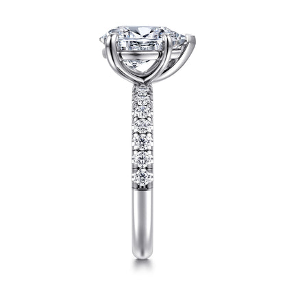 14K White Gold Pear Shape Diamond Engagement Ring — Gabriel & Co. ER16572P8W44JJ; center stone shown for illustration, not included