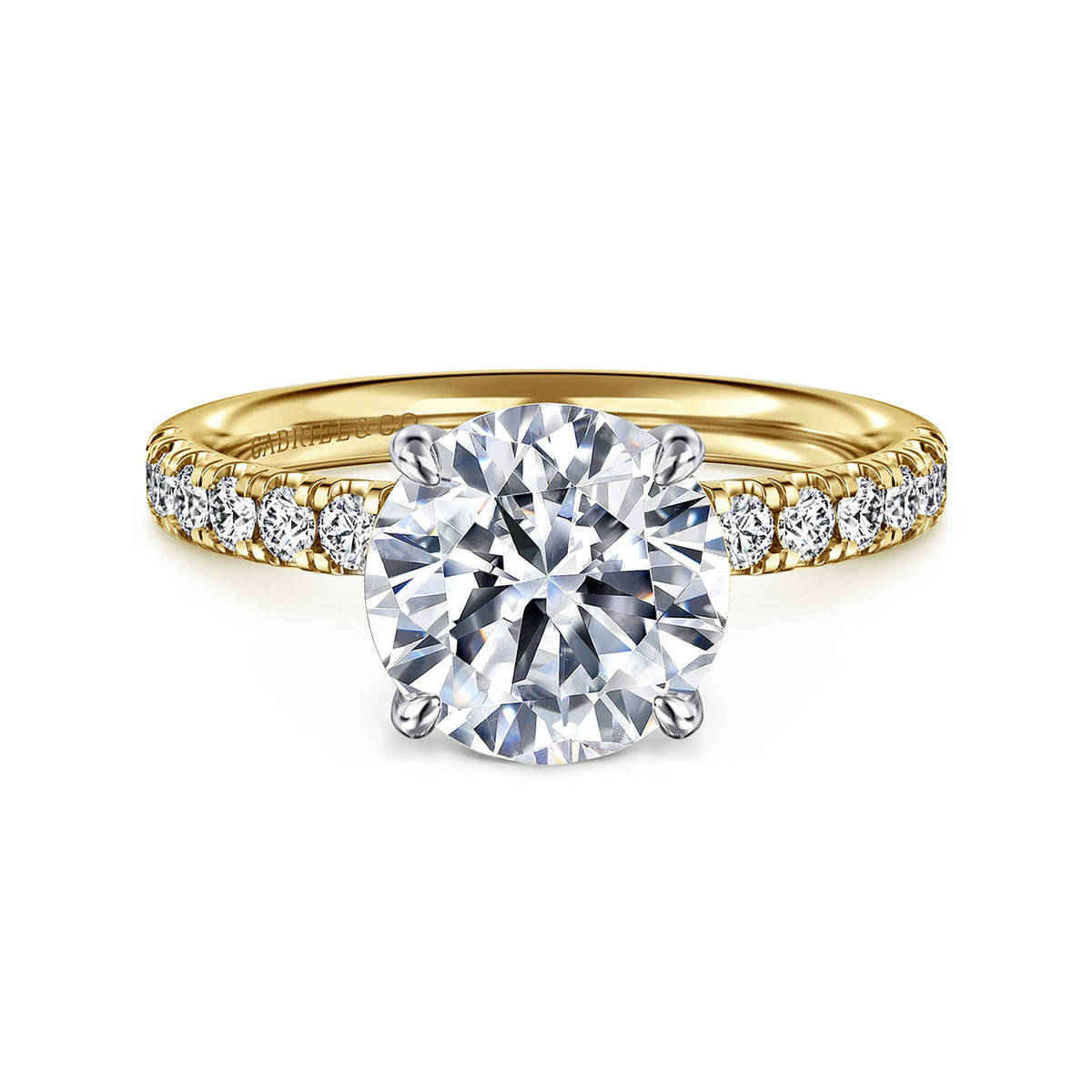 14K White-Yellow Gold Round Diamond Engagement Ring — ER16572R10M44JJ; center stone shown for illustration, not included