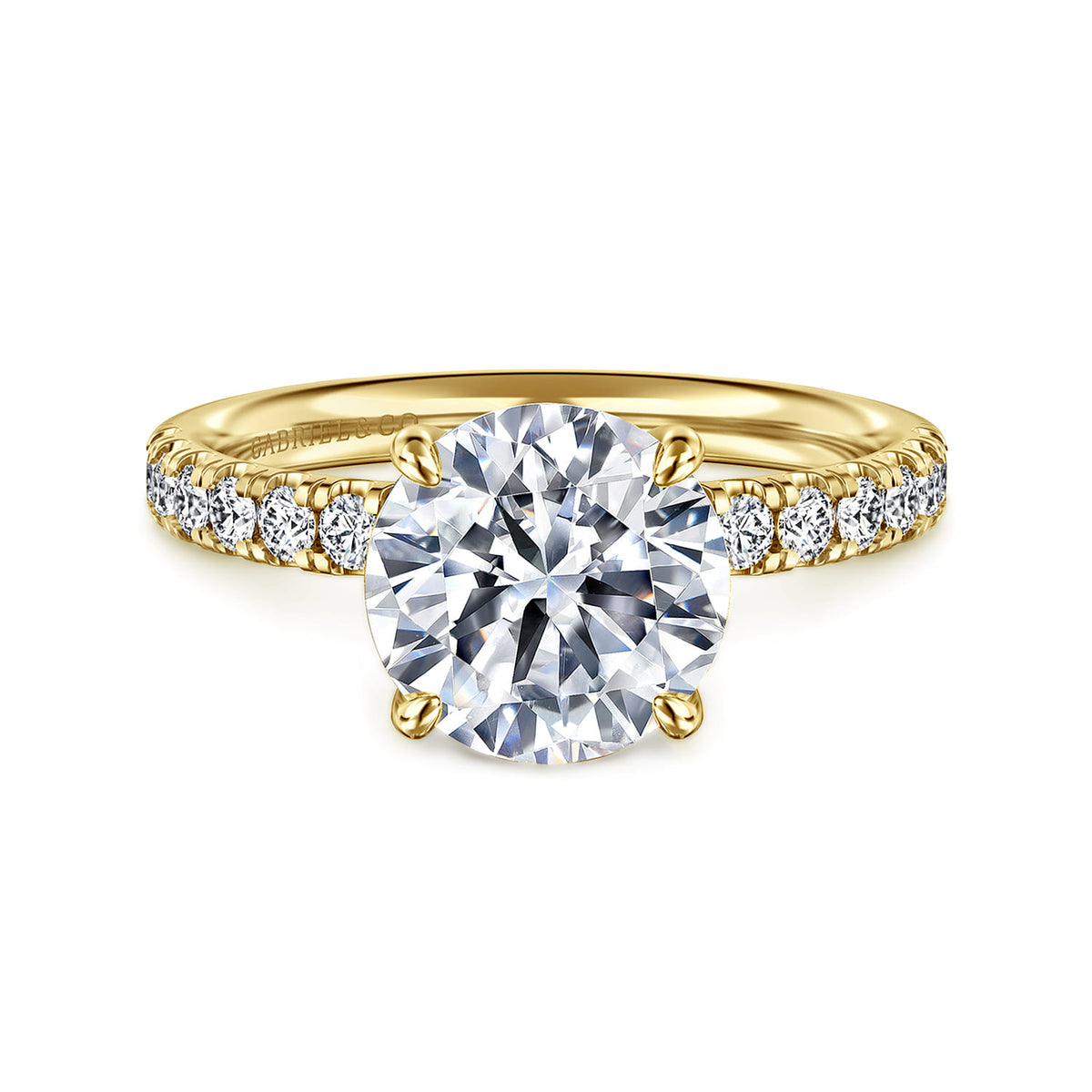14K Yellow Gold Round Diamond Engagement Ring — ER16572R10Y44JJ; center stone shown for illustration, not included