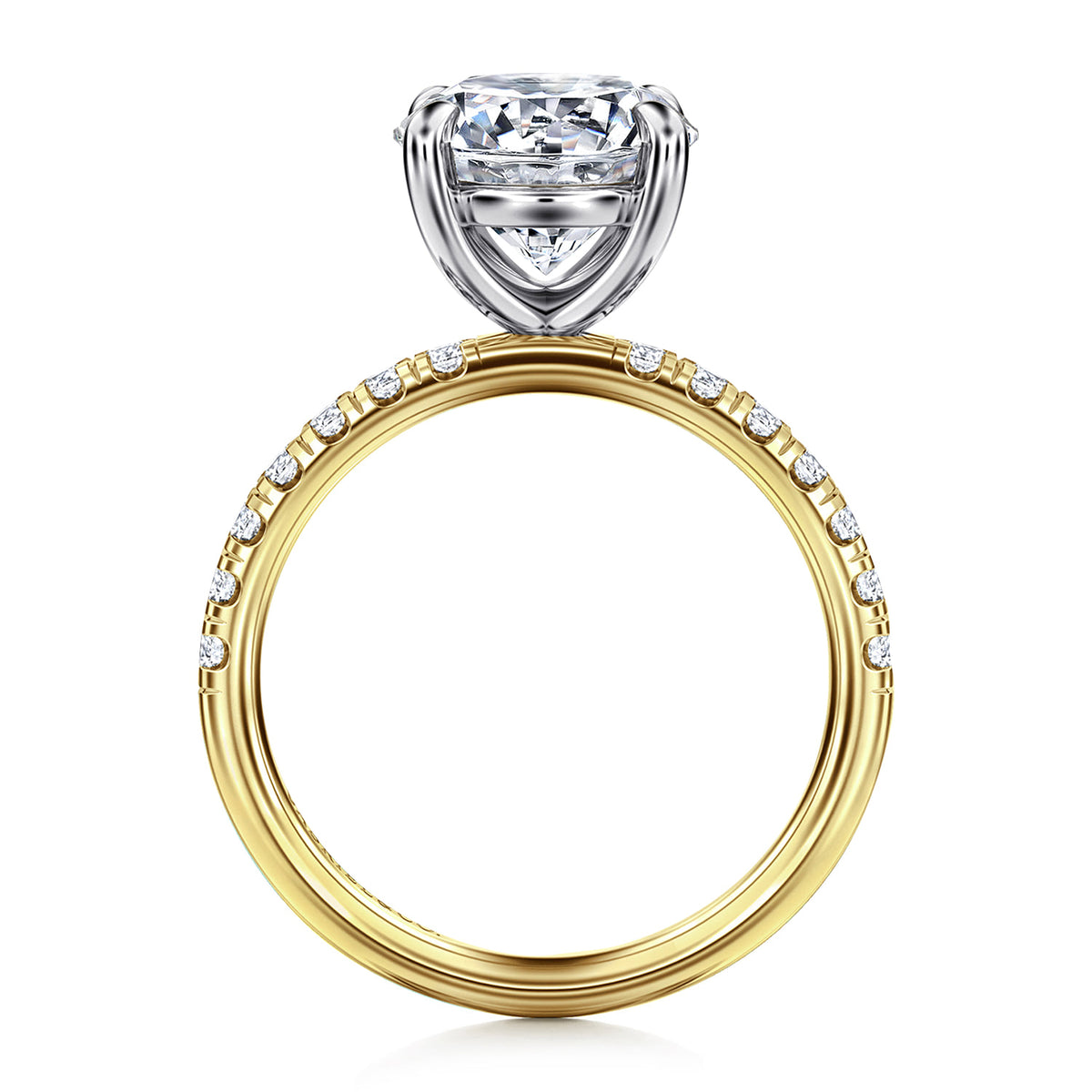 14K White-Yellow Gold Round Diamond Engagement Ring — Gabriel & Co. ER16572R12M44JJ; center stone shown for illustration, not included