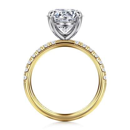 14K White-Yellow Gold Round Diamond Engagement Ring — Gabriel & Co. ER16572R12M44JJ; center stone shown for illustration, not included
