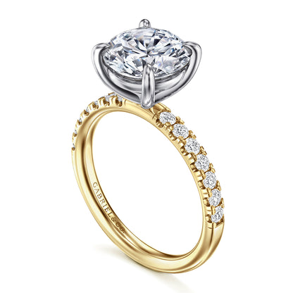14K White-Yellow Gold Round Diamond Engagement Ring — Gabriel & Co. ER16572R12M44JJ; center stone shown for illustration, not included