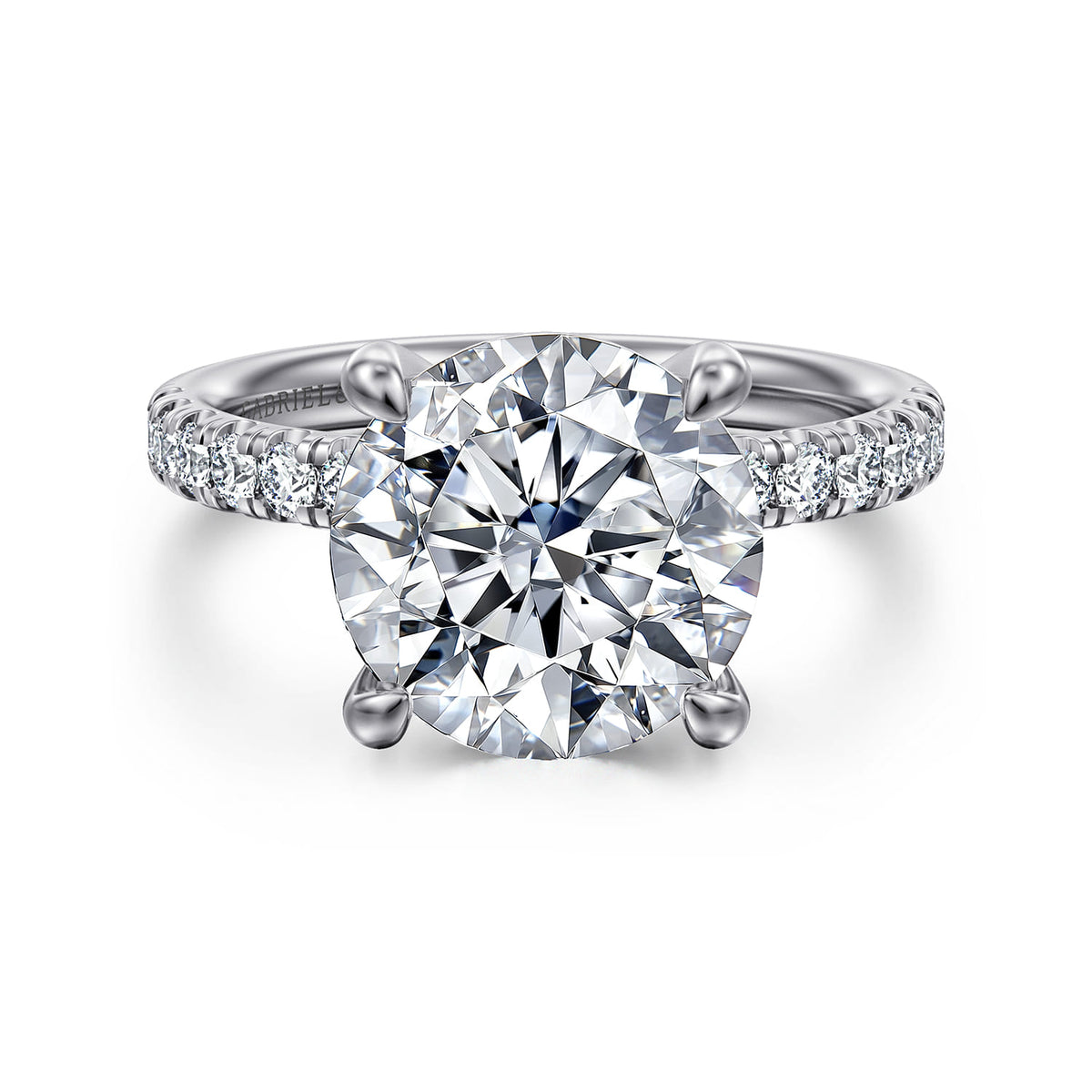 14K White Gold Round Diamond Engagement Ring — ER16572R16W44JJ; center stone shown for illustration, not included