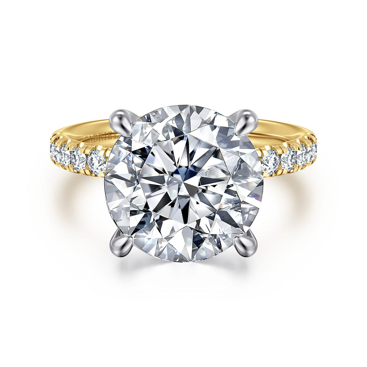 14K White-Yellow Gold Round Diamond Engagement Ring — Gabriel & Co. ER16572R20M44JJ; center stone shown for illustration, not included