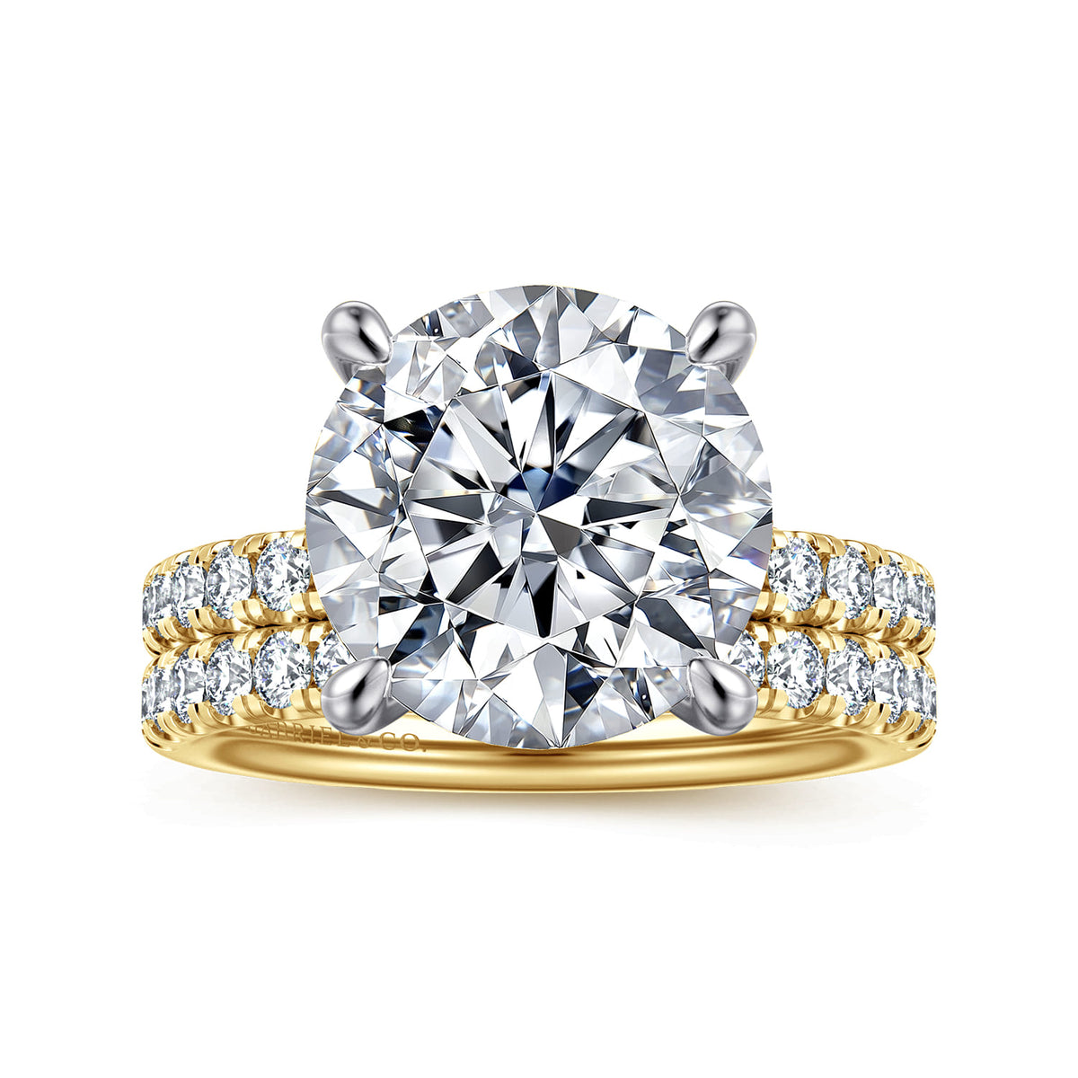 14K White-Yellow Gold Round Diamond Engagement Ring — Gabriel & Co. ER16572R20M44JJ; center stone shown for illustration, not included