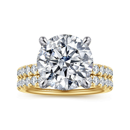 14K White-Yellow Gold Round Diamond Engagement Ring — Gabriel & Co. ER16572R20M44JJ; center stone shown for illustration, not included