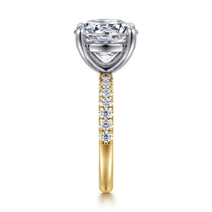 14K White-Yellow Gold Round Diamond Engagement Ring — Gabriel & Co. ER16572R20M44JJ; center stone shown for illustration, not included