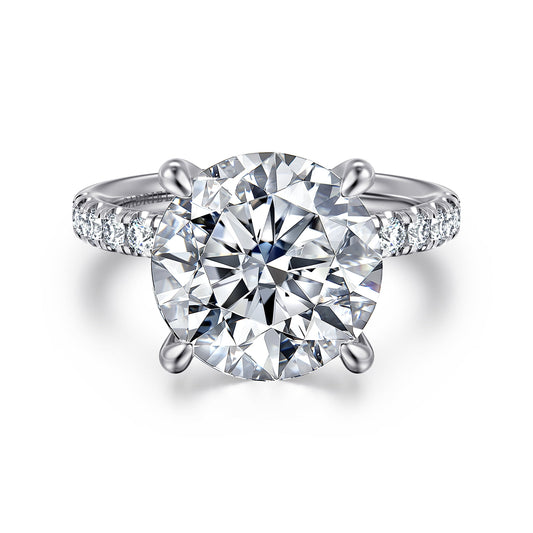 14K White Gold Round Diamond Engagement Ring — Gabriel & Co. ER16572R20W44JJ; center stone shown for illustration, not included