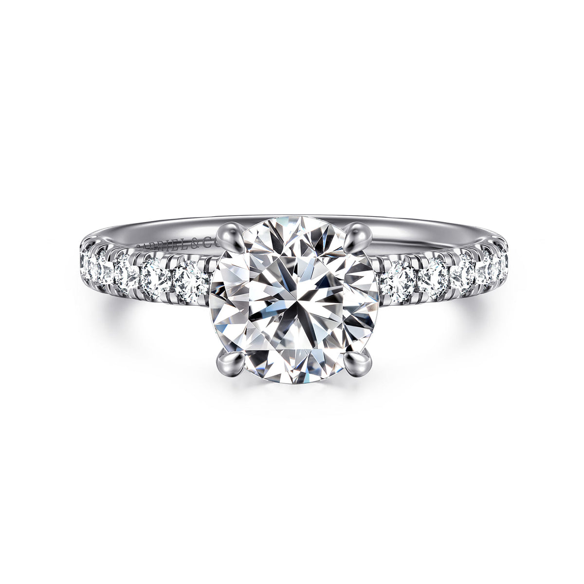 Platinum Round Shape Diamond Engagement Ring — ER16572R6PT4JJ; center stone shown for illustration, not included