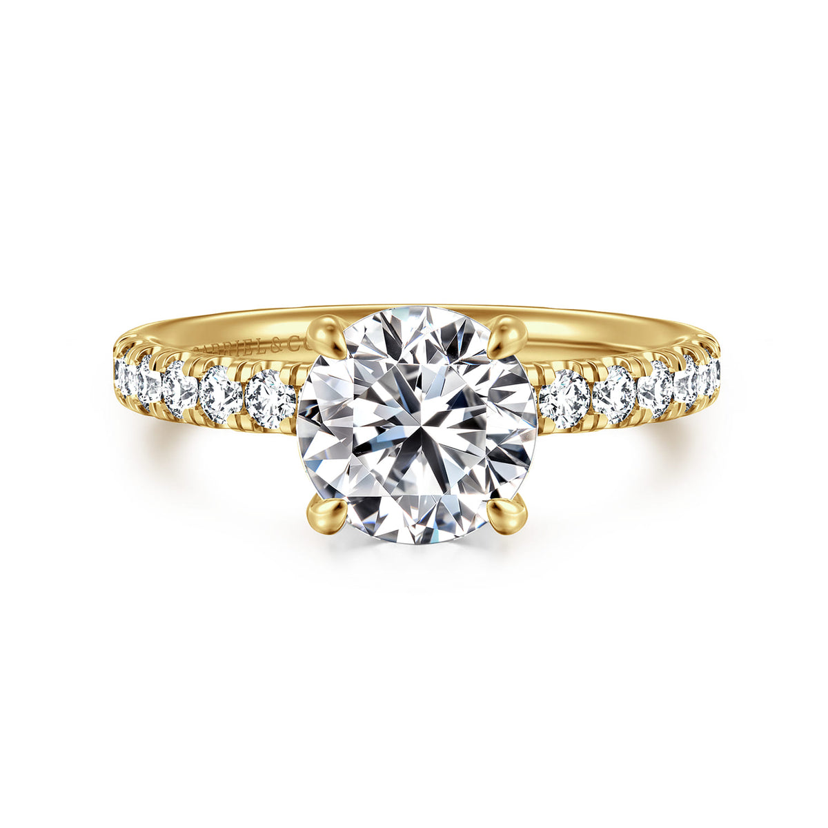 14K Yellow Gold Round Diamond Engagement Ring — ER16572R6Y44JJ; center stone shown for illustration, not included