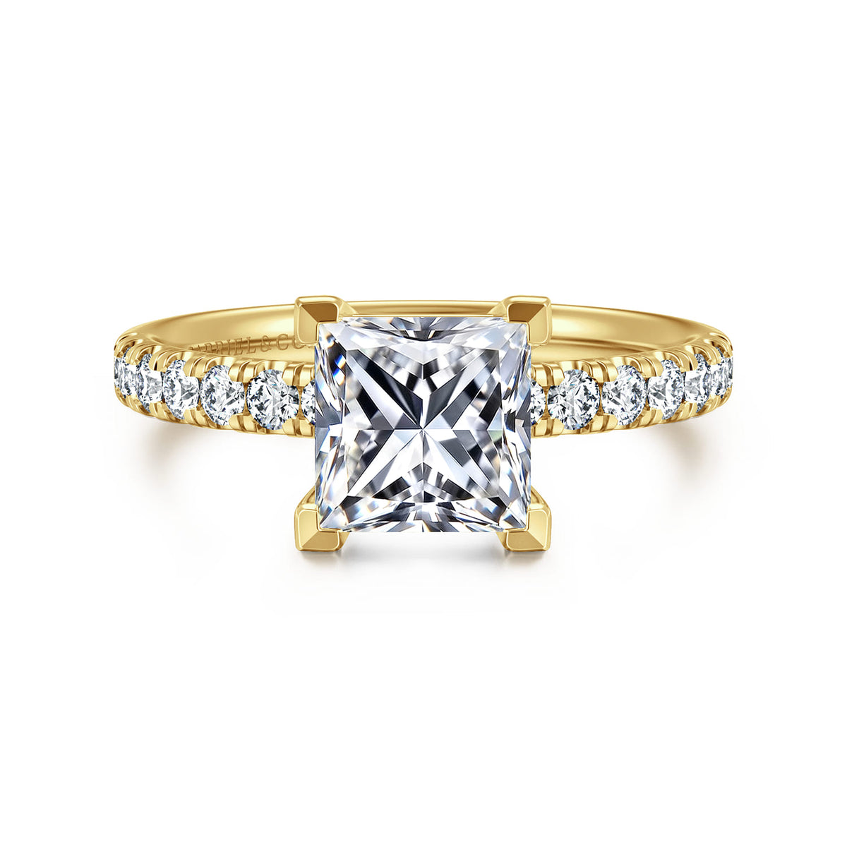 14K Yellow Gold Princess Cut Diamond Engagement Ring — ER16572S6Y44JJ; center stone shown for illustration, not included