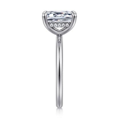 14K White Gold Emerald Cut  Diamond Engagement Ring — Gabriel & Co. ER16619E8W44JJ; center stone shown for illustration, not included