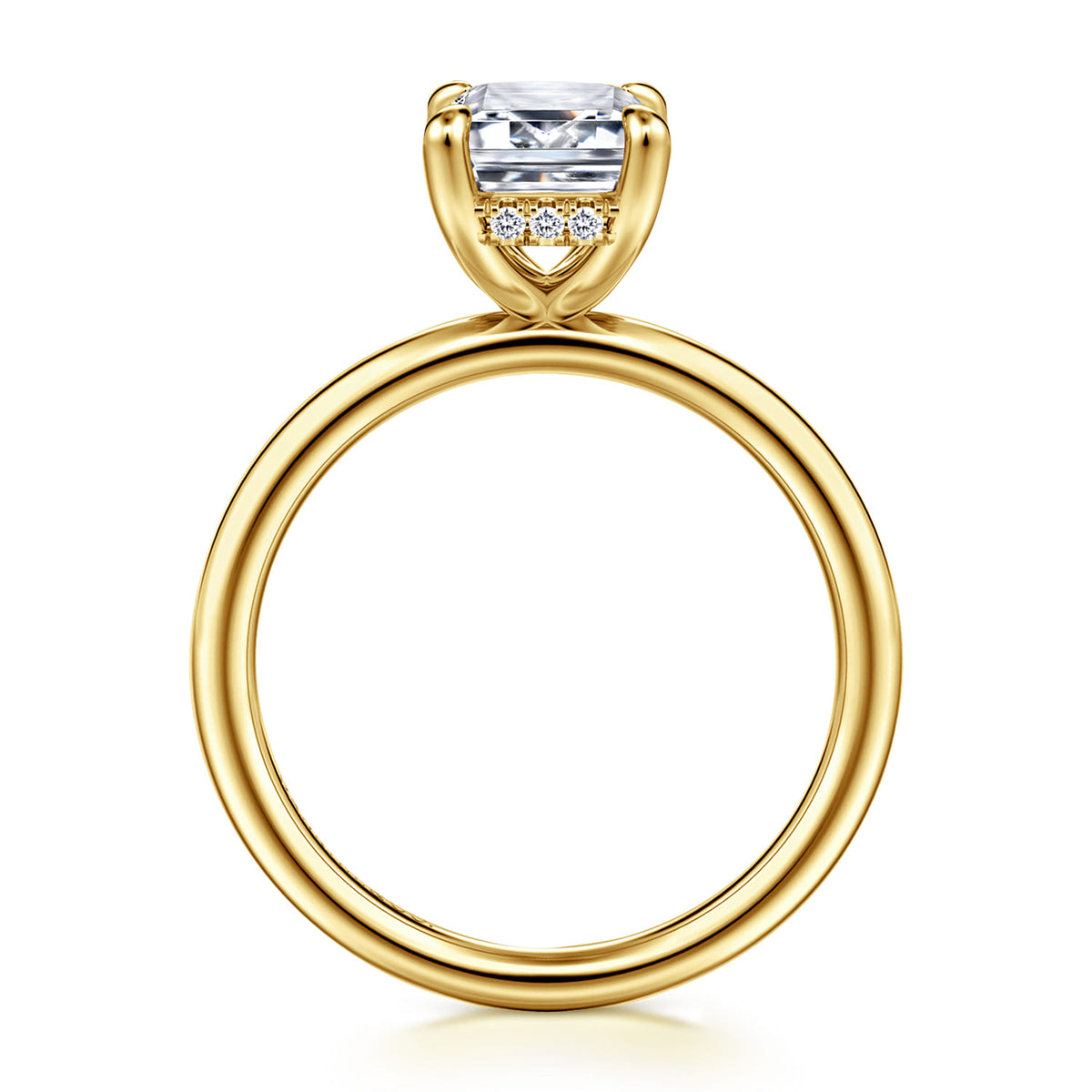 14K Yellow Gold Emerald Cut  Diamond Engagement Ring — Gabriel & Co. ER16619E8Y44JJ; center stone shown for illustration, not included
