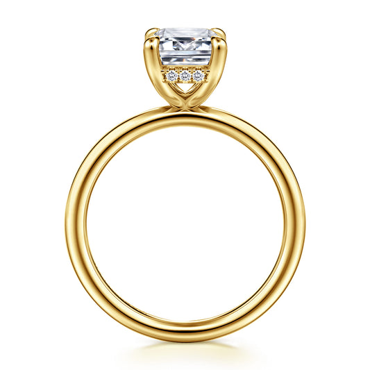 14K Yellow Gold Emerald Cut  Diamond Engagement Ring — Gabriel & Co. ER16619E8Y44JJ; center stone shown for illustration, not included