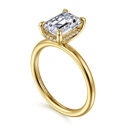 14K Yellow Gold Emerald Cut  Diamond Engagement Ring — Gabriel & Co. ER16619E8Y44JJ; center stone shown for illustration, not included