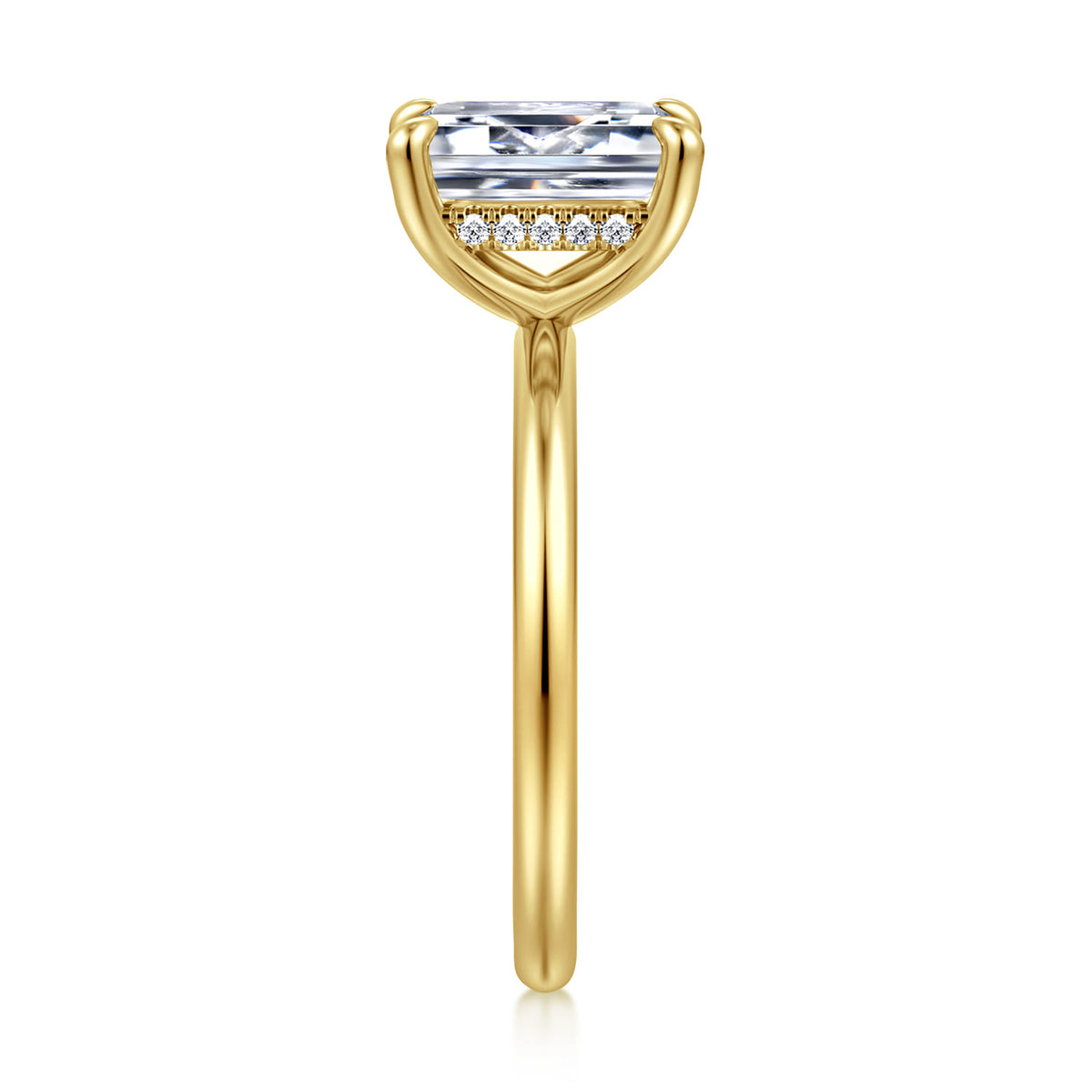 14K Yellow Gold Emerald Cut  Diamond Engagement Ring — Gabriel & Co. ER16619E8Y44JJ; center stone shown for illustration, not included