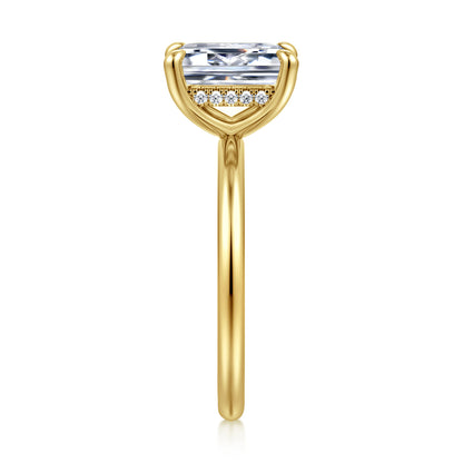 14K Yellow Gold Emerald Cut  Diamond Engagement Ring — Gabriel & Co. ER16619E8Y44JJ; center stone shown for illustration, not included