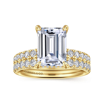 14K Yellow Gold Emerald Cut Hidden Halo Diamond Engagement Ring — Gabriel & Co. ER16621E12Y44JJ; center stone shown for illustration, not included