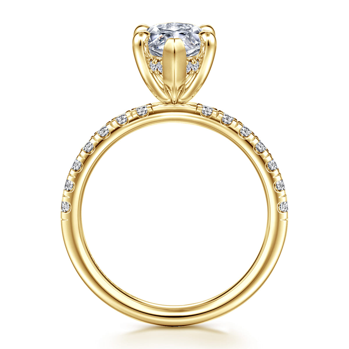 14K Yellow Gold Marquise Shape Hidden Halo Diamond Engagement Ring — Gabriel & Co. ER16621M8Y44JJ; center stone shown for illustration, not included