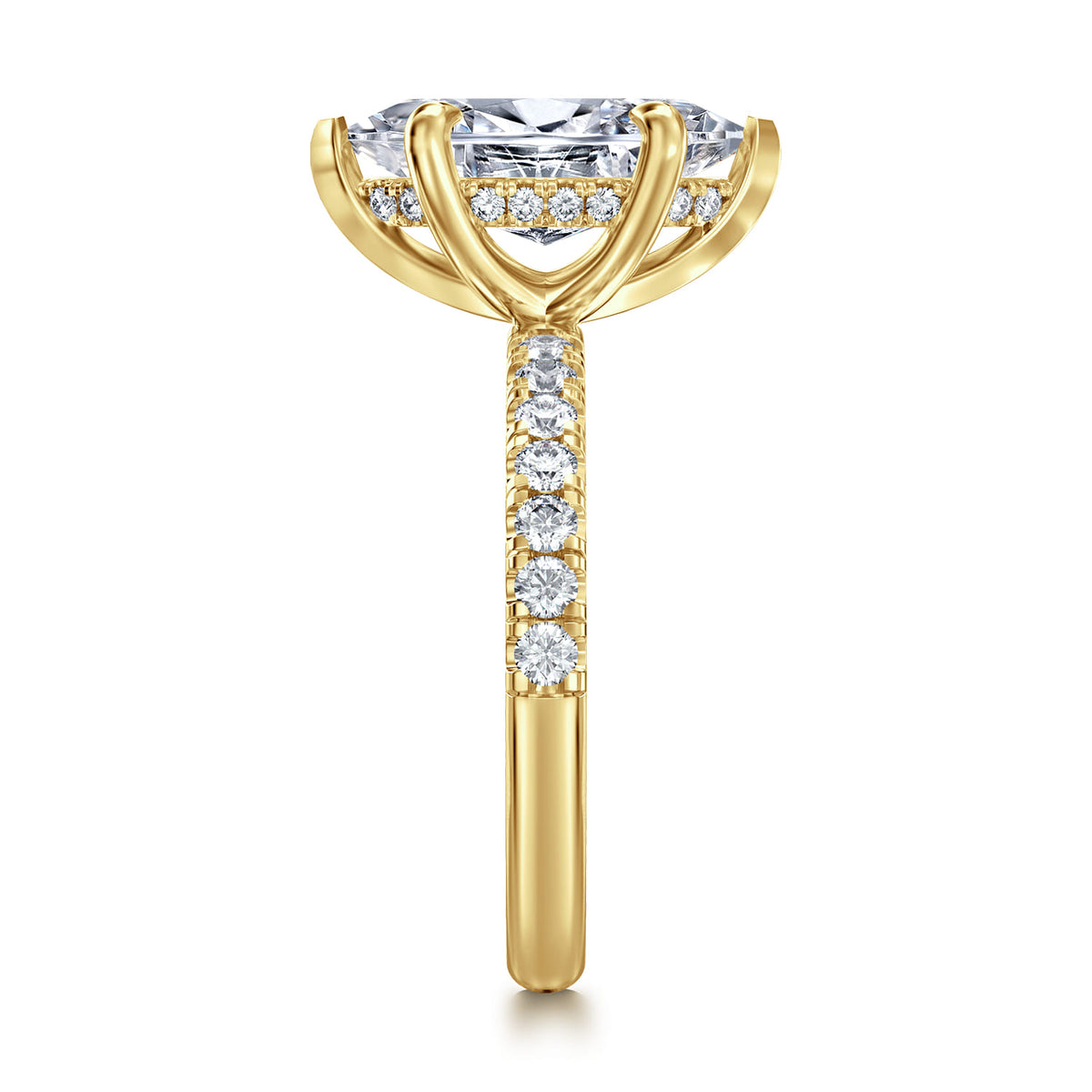 14K Yellow Gold Marquise Shape Hidden Halo Diamond Engagement Ring — Gabriel & Co. ER16621M8Y44JJ; center stone shown for illustration, not included