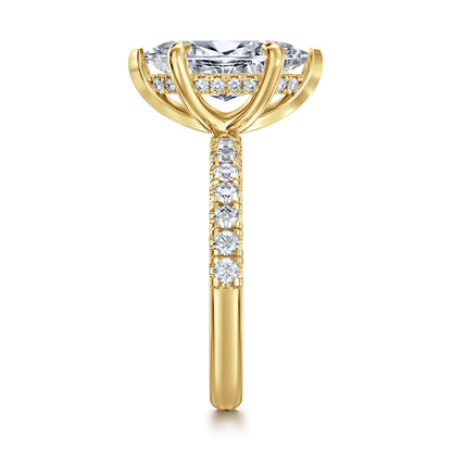 14K Yellow Gold Marquise Shape Hidden Halo Diamond Engagement Ring — Gabriel & Co. ER16621M8Y44JJ; center stone shown for illustration, not included
