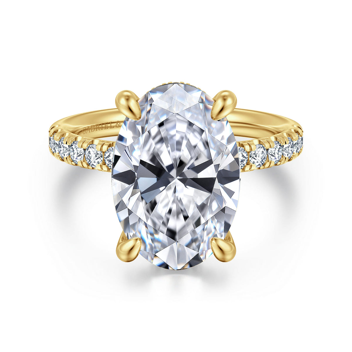14K Yellow Gold Oval Hidden Halo Diamond Engagement Ring — ER16621O20Y44JJ; center stone shown for illustration, not included