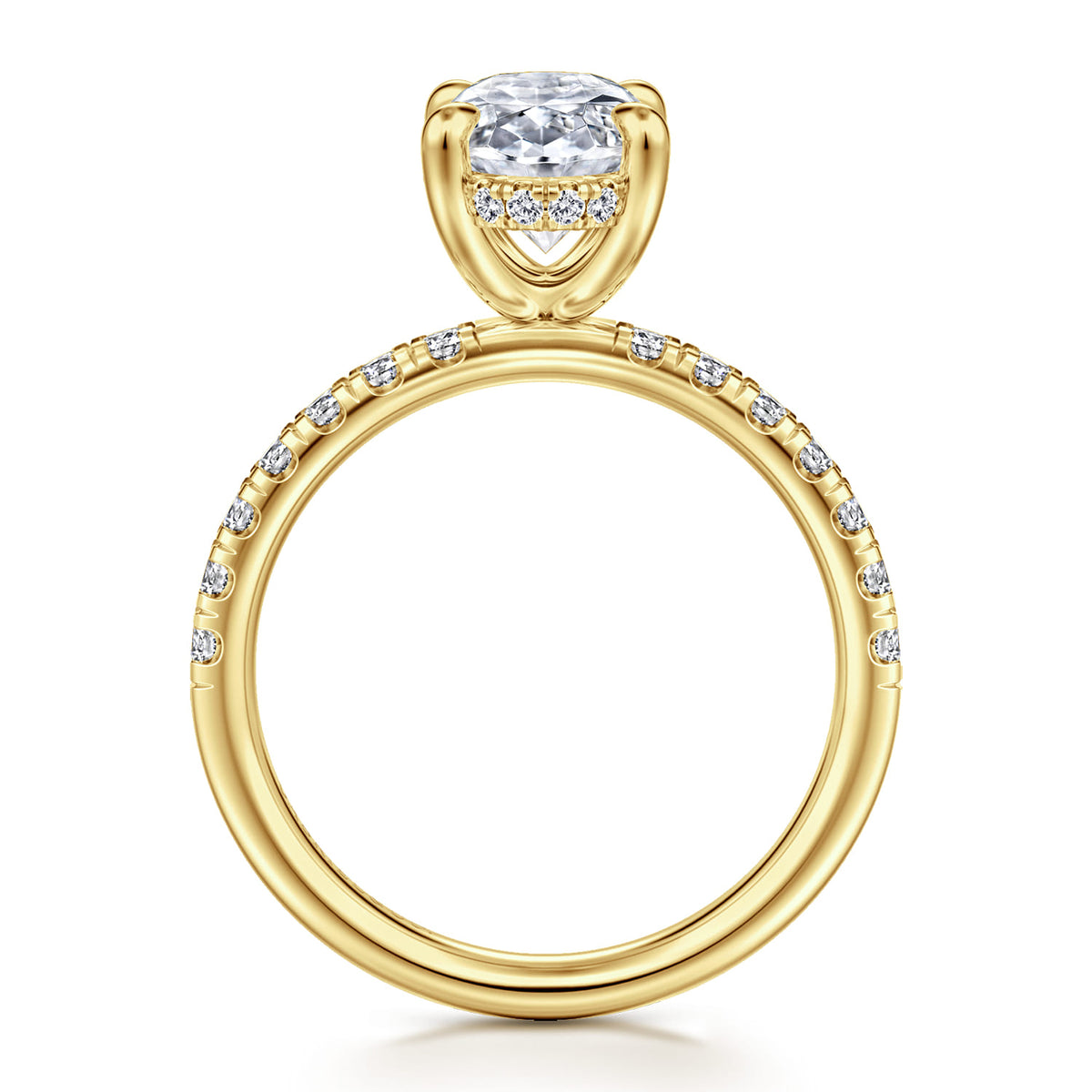 14K Yellow Gold Oval Hidden Halo Diamond Engagement Ring — Gabriel & Co. ER16621O8Y44JJ; center stone shown for illustration, not included