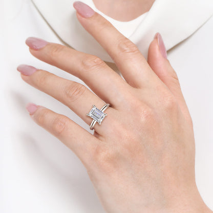 14K White Gold Emerald Cut  Diamond Engagement Ring — Gabriel & Co. ER16622E10W44JJ; center stone shown for illustration, not included