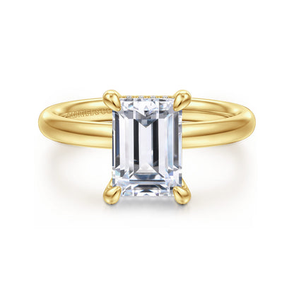 14K Yellow Gold Emerald Cut  Diamond Engagement Ring — Gabriel & Co. ER16622E8Y44JJ; center stone shown for illustration, not included