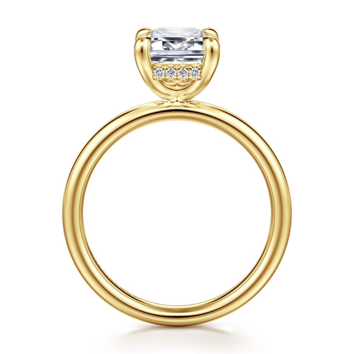 14K Yellow Gold Emerald Cut  Diamond Engagement Ring — Gabriel & Co. ER16622E8Y44JJ; center stone shown for illustration, not included