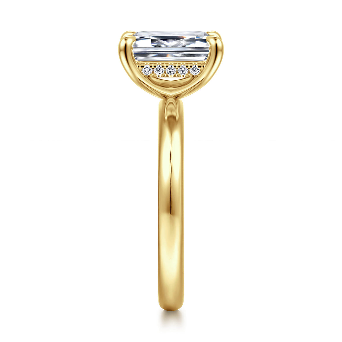 14K Yellow Gold Emerald Cut  Diamond Engagement Ring — Gabriel & Co. ER16622E8Y44JJ; center stone shown for illustration, not included