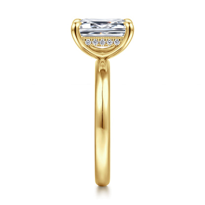 14K Yellow Gold Emerald Cut  Diamond Engagement Ring — Gabriel & Co. ER16622E8Y44JJ; center stone shown for illustration, not included