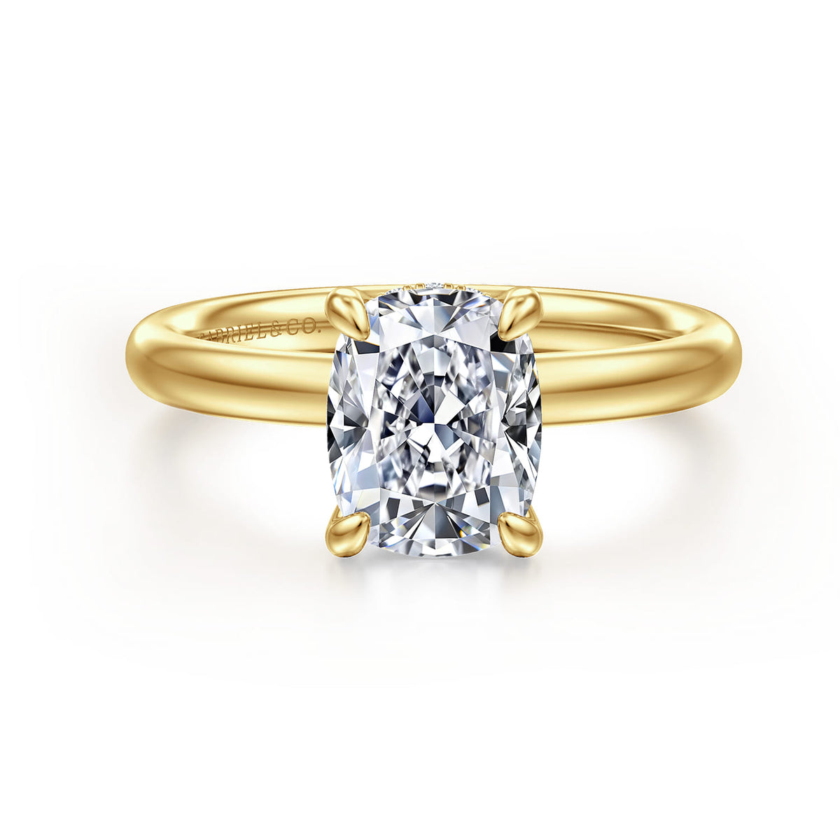 14K Yellow Gold Elongated Cushion  Diamond Engagement Ring — Gabriel & Co. ER16622G8Y44JJ; center stone shown for illustration, not included
