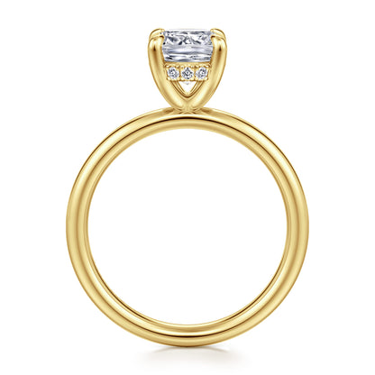 14K Yellow Gold Elongated Cushion  Diamond Engagement Ring — Gabriel & Co. ER16622G8Y44JJ; center stone shown for illustration, not included
