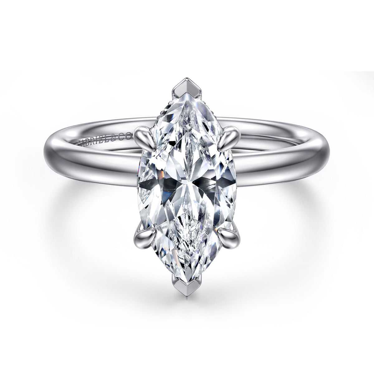 14K White Gold Marquise Shape  Diamond Engagement Ring — Gabriel & Co. ER16622M8W44JJ; center stone shown for illustration, not included