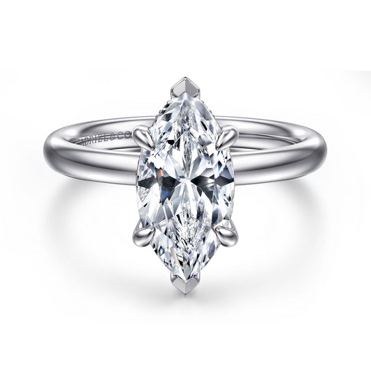 14K White Gold Marquise Shape  Diamond Engagement Ring — Gabriel & Co. ER16622M8W44JJ; center stone shown for illustration, not included
