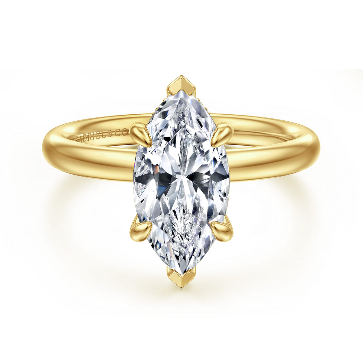 14K Yellow Gold Marquise Shape  Diamond Engagement Ring — Gabriel & Co. ER16622M8Y44JJ; center stone shown for illustration, not included