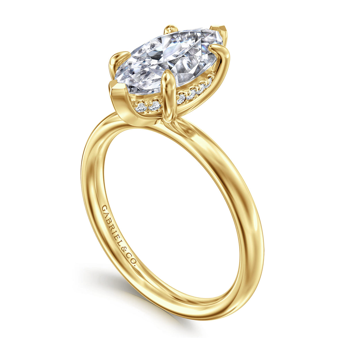 14K Yellow Gold Marquise Shape  Diamond Engagement Ring — Gabriel & Co. ER16622M8Y44JJ; center stone shown for illustration, not included